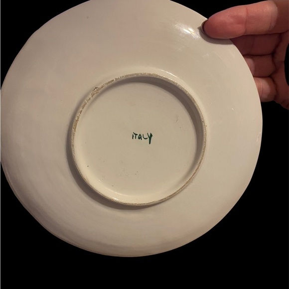 MAJOLICA vegetable gravy bowl with saucer plate made in Italy - Picture 4 of 7